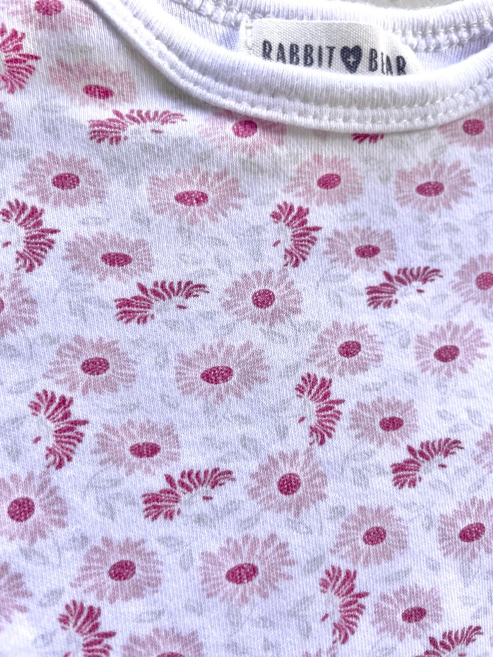 $5 💥100% Organic Cotton Rabbit & Bear Floral Baby Girl Bodysuit, Long Sleeves